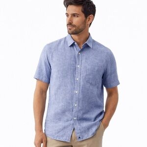 UNTUCKit Linen Button Up Shirt Men’s Large Blue Chambray